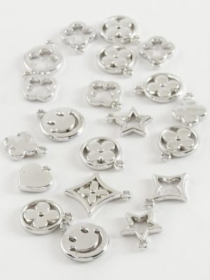 Karışık Tek Kulplu Metal Bileklik ve Kolye Ucu Aparatı 1 Adet-Gümüş Rengi