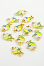 Balık Tek Kulp Mineli Bileklik ve Kolye Ucu Aparatı 1 Adet-Sarı