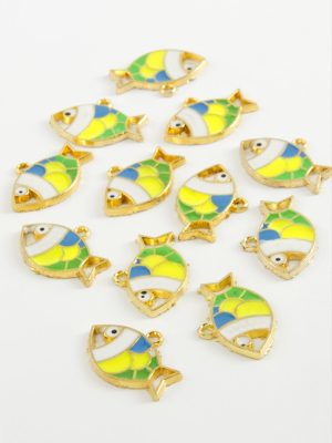 Balık Tek Kulp Mineli Bileklik ve Kolye Ucu Aparatı 1 Adet-Sarı