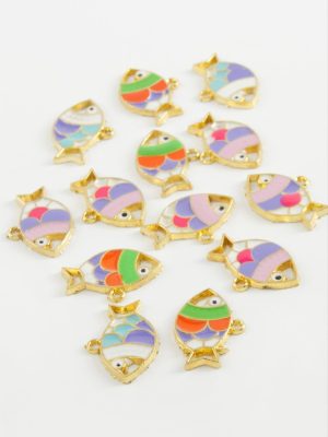 Balık Tek Kulp Mineli Bileklik ve Kolye Ucu Aparatı 1 Adet-Sarı