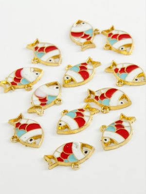 Balık Tek Kulp Mineli Bileklik ve Kolye Ucu Aparatı 1 Adet-Sarı