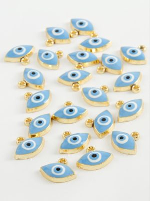 Göz Tek Kulp Mineli Bileklik ve Kolye Ucu Aparatı 1 Adet-Mavi