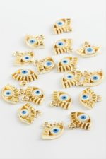 Göz Tek Kulp Mineli Bileklik ve Kolye Ucu Aparatı 1 Adet-Sarı