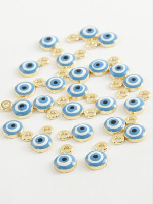 Nazar Tek Kulp Mineli Bileklik ve Kolye Ucu Aparatı 1 Adet-Mavi