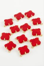 Çiçek Tek Kulp Polyester Bileklik ve Kolye Ucu Aparatı 1 Adet-Kırmızı - Görsel 2