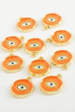 Göz Tek Kulp Mineli Bileklik ve Kolye Ucu Aparatı 1 Adet-Turuncu - Görsel 2