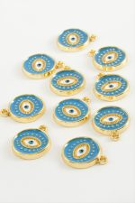 Göz Tek Kulp Mineli Bileklik ve Kolye Ucu Aparatı 1 Adet-Mavi - Görsel 2