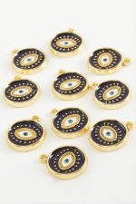 Göz Tek Kulp Mineli Bileklik ve Kolye Ucu Aparatı 1 Adet-Lacivert - Görsel 2