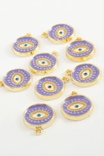 Göz Tek Kulp Mineli Bileklik ve Kolye Ucu Aparatı 1 Adet-Lila - Görsel 2