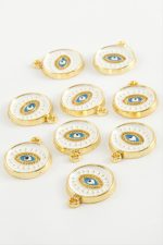 Göz Tek Kulp Mineli Bileklik ve Kolye Ucu Aparatı 1 Adet-Beyaz - Görsel 2