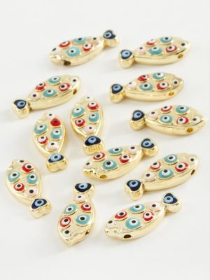 Balık Nazar Mineli Bileklik ve Kolye Ucu Aparatı 1 Adet-Sarı