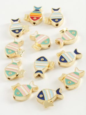 Balık Mineli Bileklik ve Kolye Ucu Aparatı 1 Adet-Sarı