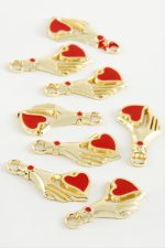 Kalp Tek Kulplu Mineli Bileklik ve Kolye Ucu Aparatı 1 Adet-Kırmızı - Görsel 2