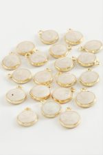 Yuvarlak Tek Kulplu Mineli Bileklik ve Kolye Ucu Aparatı 1 Adet-Krem