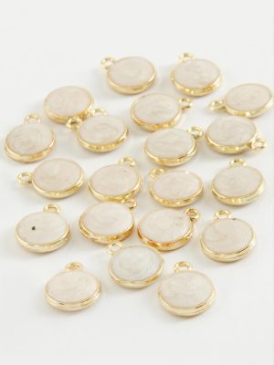 Yuvarlak Tek Kulplu Mineli Bileklik ve Kolye Ucu Aparatı 1 Adet-Krem