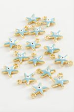 Deniz Yıldızı Tek Kulplu Mineli Bileklik ve Kolye Ucu Aparatı 1 Adet-Mavi