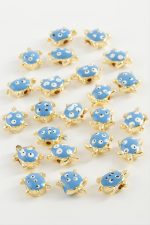 Kaplumbağa Mineli Bileklik ve Kolye Ucu Aparatı 1 Adet-Mavi - Görsel 2