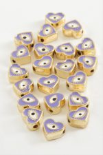 Kalp Göz Mineli Bileklik ve Kolye Ucu Aparatı 1 Adet-Lila - Görsel 2