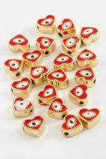 Kalp Göz Mineli Bileklik ve Kolye Ucu Aparatı 1 Adet-Kırmızı - Görsel 2