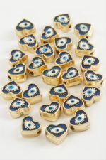 Kalp Göz Mineli Bileklik ve Kolye Ucu Aparatı 1 Adet-Lacivert - Görsel 2