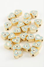 Kalp Göz Mineli Bileklik ve Kolye Ucu Aparatı 1 Adet-Açık Mavi - Görsel 2