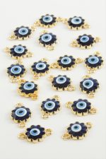 Çiçek Çift Kulplu Mineli Bileklik ve Kolye Ucu Aparatı 1 Adet-Mavi - Görsel 2