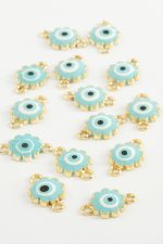 Çiçek Çift Kulplu Mineli Bileklik ve Kolye Ucu Aparatı 1 Adet-Mavi