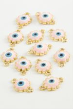 Çiçek Çift Kulplu Mineli Bileklik ve Kolye Ucu Aparatı 1 Adet-Pembe - Görsel 2