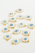 Çiçek Nazar Tek Kulplu Mineli Bileklik ve Kolye Ucu Aparatı 1 Adet-Beyaz - Görsel 2