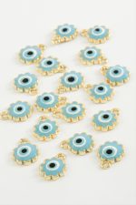 Çiçek Nazar Tek Kulplu Mineli Bileklik ve Kolye Ucu Aparatı 1 Adet-Turkuaz - Görsel 2