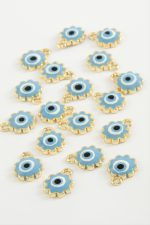 Çiçek Nazar Tek Kulplu Mineli Bileklik ve Kolye Ucu Aparatı 1 Adet-Açık Mavi - Görsel 2