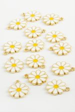 Papatya Tek Kulplu Mineli Bileklik ve Kolye Ucu Aparatı 1 Adet-Sarı - Görsel 2