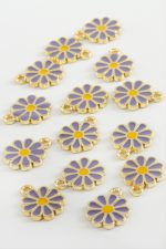 Papatya Tek Kulplu Mineli Bileklik ve Kolye Ucu Aparatı 1 Adet-Lila - Görsel 2