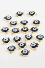 Nazar Çift Kulplu Mineli Bileklik ve Kolye Ucu Aparatı 1 Adet-Lacivert - Görsel 2