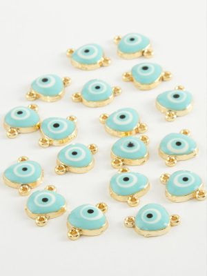 Nazar Çift Kulplu Mineli Bileklik ve Kolye Ucu Aparatı 1 Adet-Turkuaz