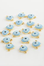 Nazar Çift Kulplu Mineli Bileklik ve Kolye Ucu Aparatı 1 Adet-Açık Mavi - Görsel 2