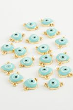 Nazar Çift Kulplu Mineli Bileklik ve Kolye Ucu Aparatı 1 Adet-Açık Mavi