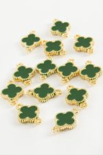 Çiçek Çift Kulplu Mineli Bileklik ve Kolye Ucu Aparatı 1 Adet-Yeşil - Görsel 2