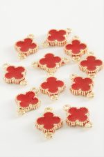 Çiçek Çift Kulplu Mineli Bileklik ve Kolye Ucu Aparatı 1 Adet-Yeşil