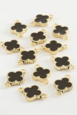 Çiçek Çift Kulplu Mineli Bileklik ve Kolye Ucu Aparatı 1 Adet-Siyah - Görsel 2