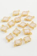 Çiçek Çift Kulplu Mineli Bileklik ve Kolye Ucu Aparatı 1 Adet-Krem - Görsel 2