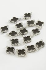 Çiçek Çift Kulplu Mineli Bileklik ve Kolye Ucu Aparatı 1 Adet-Siyah - Görsel 2