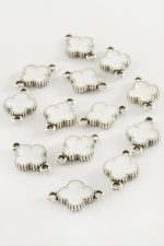 Çiçek Çift Kulplu Mineli Bileklik ve Kolye Ucu Aparatı 1 Adet-Beyaz - Görsel 2