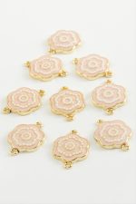 Çiçek Çift Kulplu Mineli Bileklik ve Kolye Ucu Aparatı 1 Adet-Pembe - Görsel 2