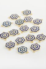 Çiçek Çift Kulplu Mineli Bileklik ve Kolye Ucu Aparatı 1 Adet-Mavi - Görsel 2