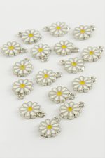 Papatya Tek Kulplu Mineli Bileklik ve Kolye Ucu Aparatı 1 Adet-Gümüş Rengi - Görsel 2