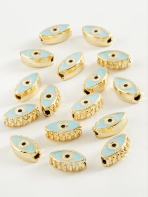 Göz Mineli Bileklik ve Kolye Ucu Aparatı 1 Adet-Açık Mavi