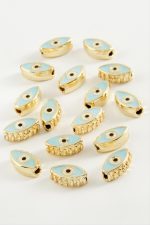 Göz Mineli Bileklik ve Kolye Ucu Aparatı 1 Adet-Açık Mavi - Görsel 2