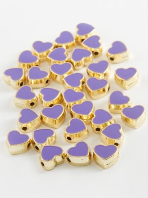 Kalp Mineli Bileklik ve Kolye Ucu Aparatı 1 Adet-Lila