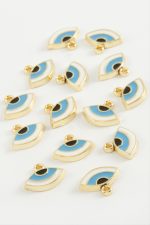 Göz Tek Kulplu Mineli Bileklik ve Kolye Ucu Aparatı 1 Adet-Açık Mavi